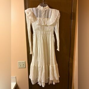 Gunne Sax Vintage Cottagecore Prairie Lace White Long Dress